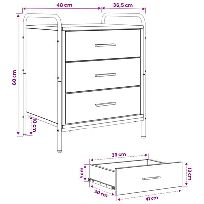 vidaXL Bedside Cabinet Artisan Oak 48 x 36.5 x 60 cm Engineered Wood