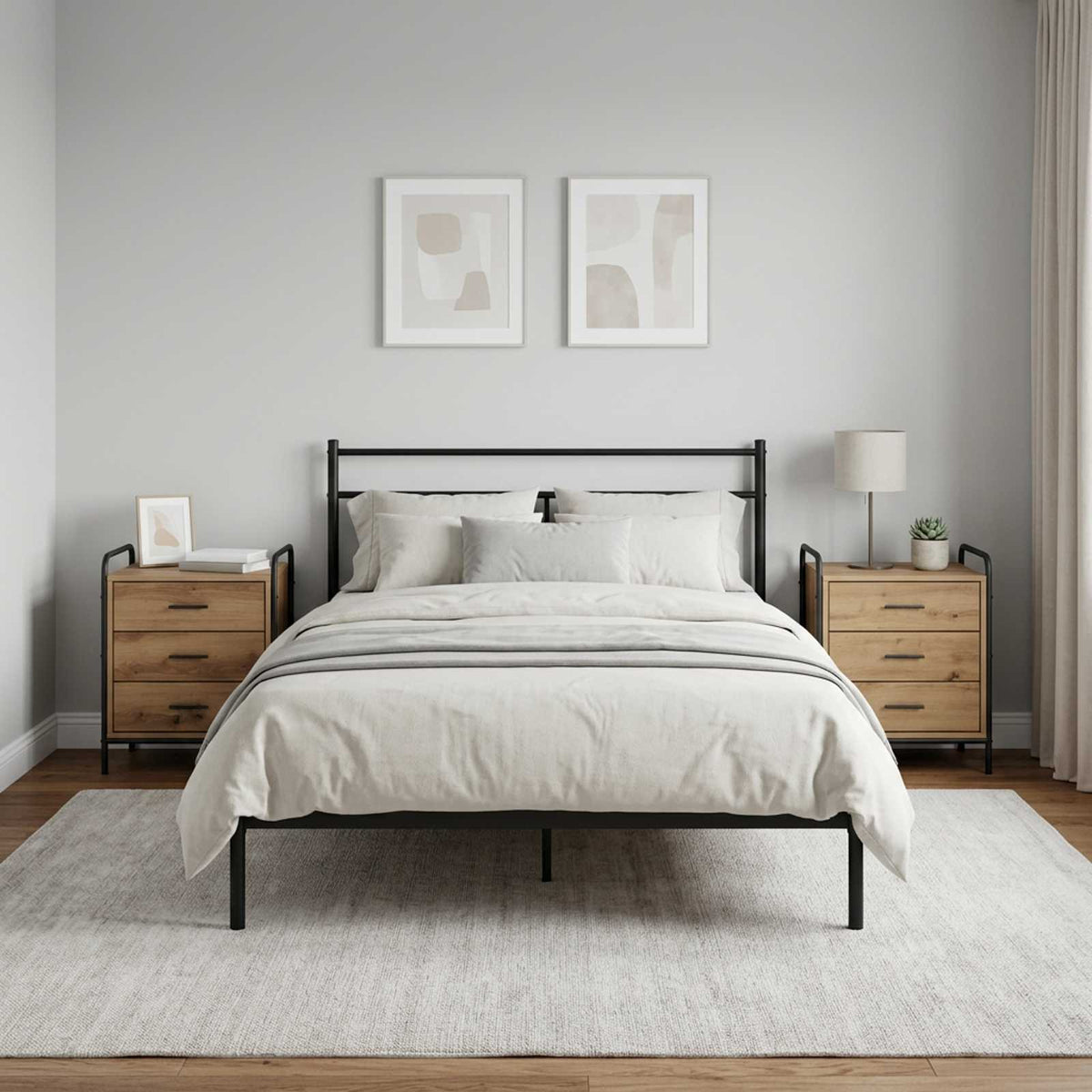 vidaXL Bedside Cabinet 2 pcs Artisan Oak 48 x 36.5 x 60 cm