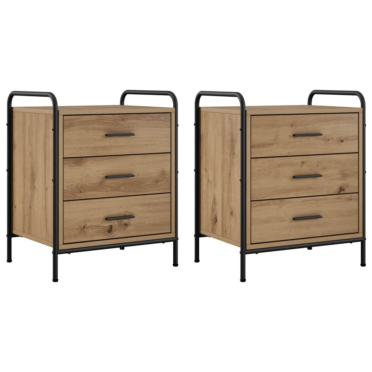 vidaXL Bedside Cabinet 2 pcs Artisan Oak 48 x 36.5 x 60 cm