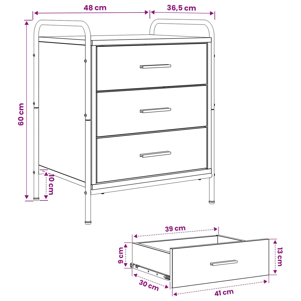 vidaXL Bedside Cabinet 2 pcs Artisan Oak 48 x 36.5 x 60 cm