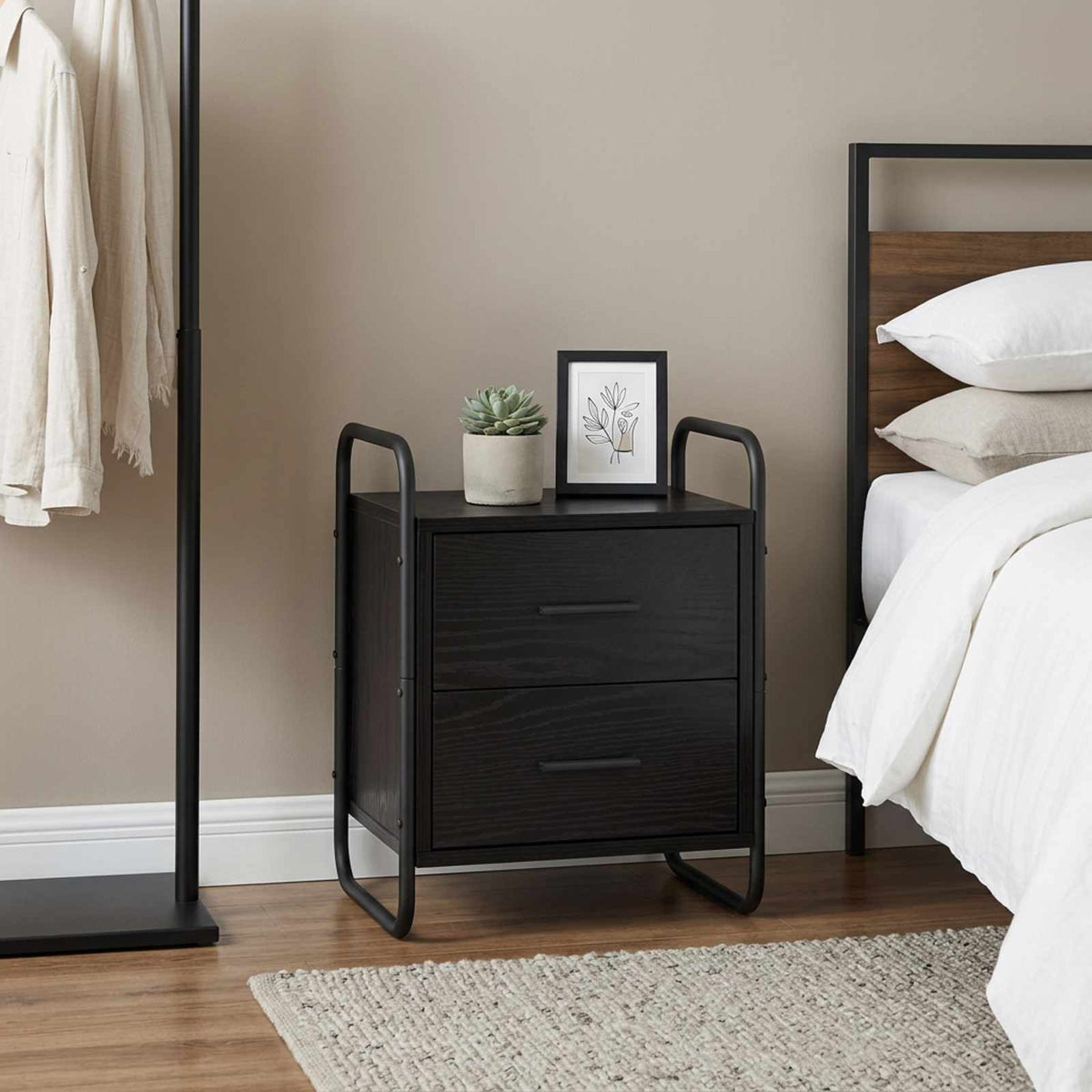 vidaXL Hanging Bedside Cabinet Black Oak 40 x 30 x 50 cm