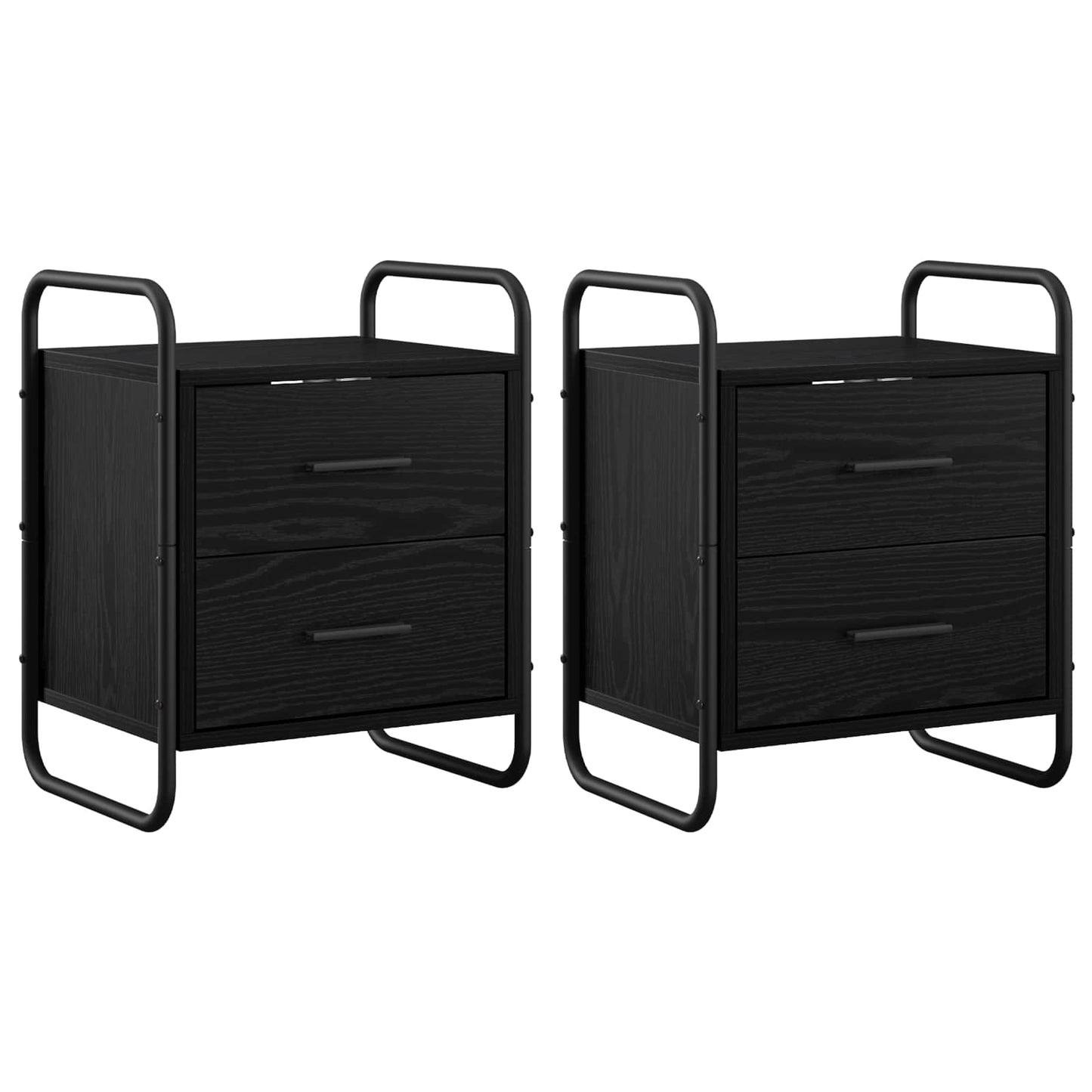 vidaXL Hanging Bedside Cabinet 2 pcs Black Oak 40 x 30 x 50 cm