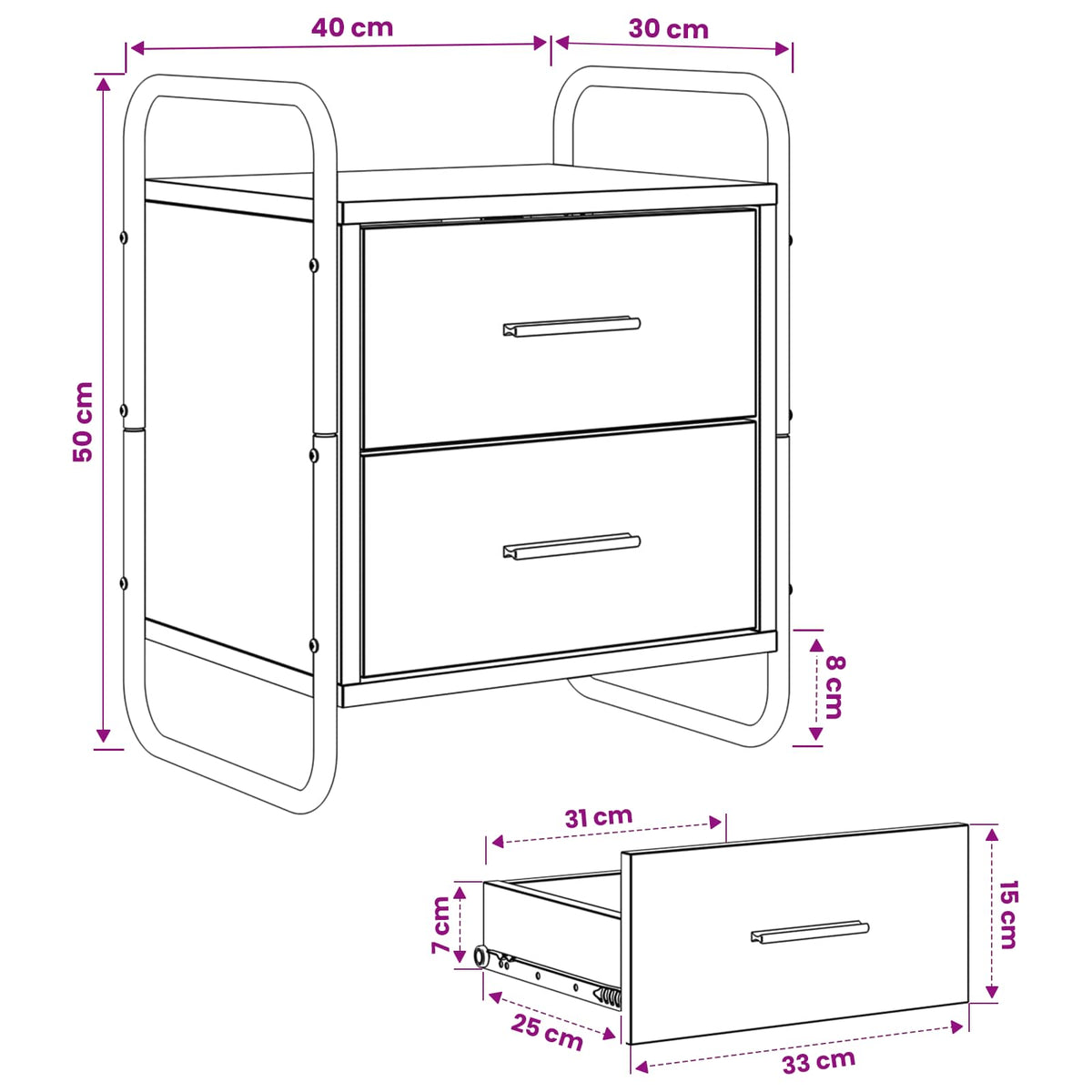 vidaXL Hanging Bedside Cabinet Smoked Oak 40 x 30 x 50 cm