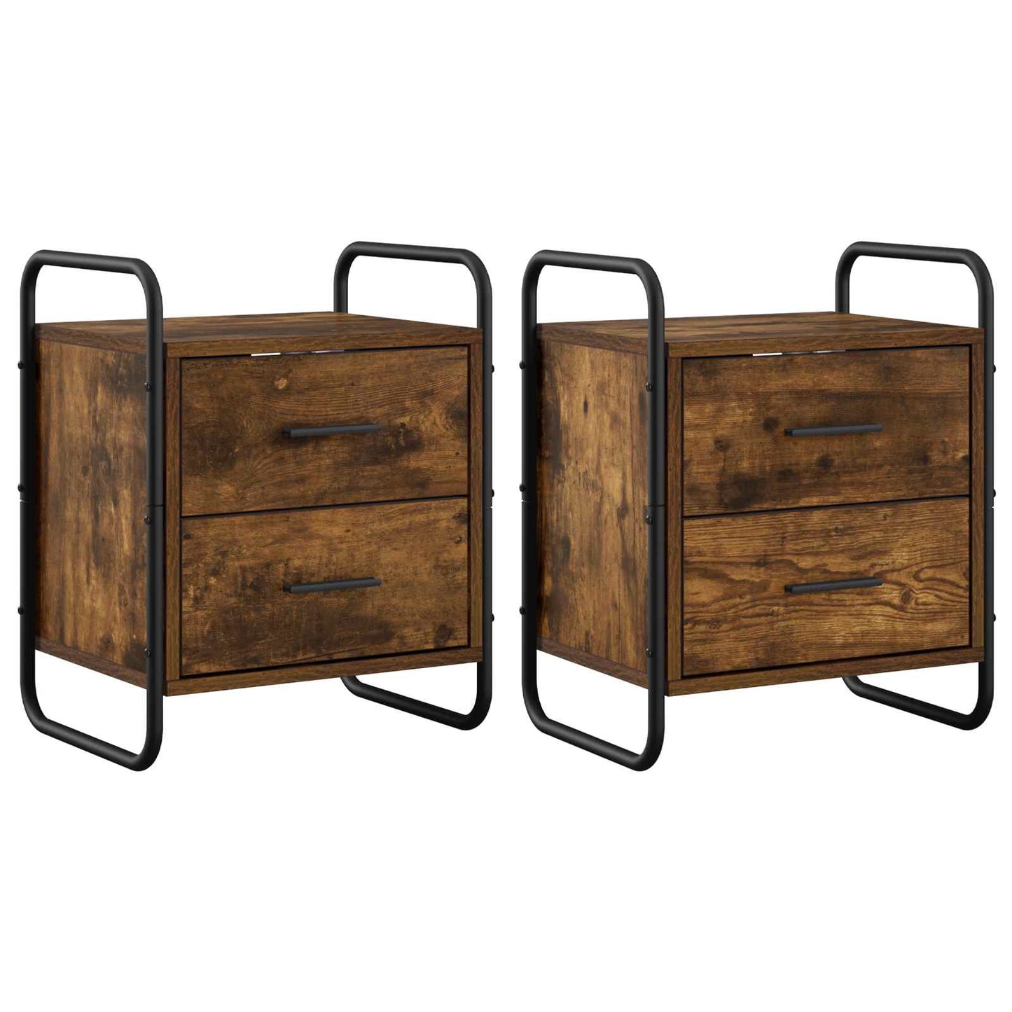 vidaXL Hanging Bedside Cabinet 2 pcs Smoked Oak 40 x 30 x 50 cm