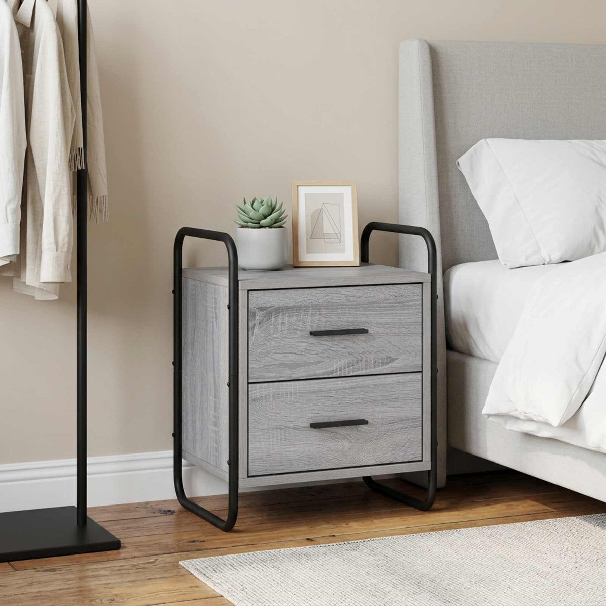 vidaXL Hanging Bedside Cabinet Grey Sonoma 40 x 30 x 50 cm