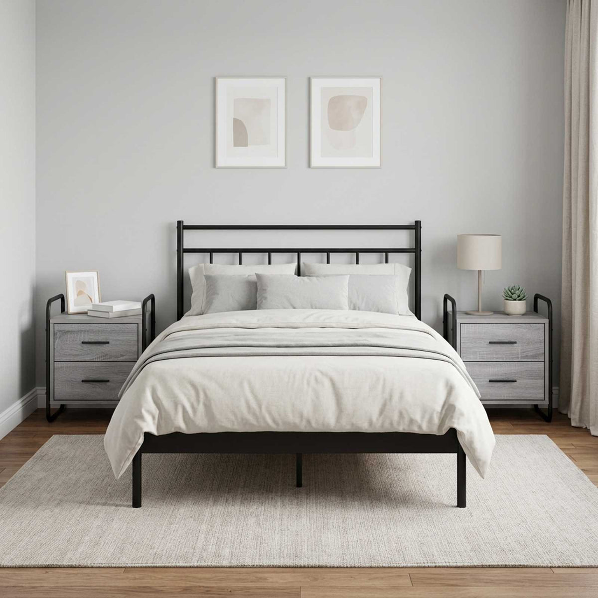 vidaXL Hanging Bedside Cabinet 2 pcs Grey Sonoma 40 x 30 x 50 cm