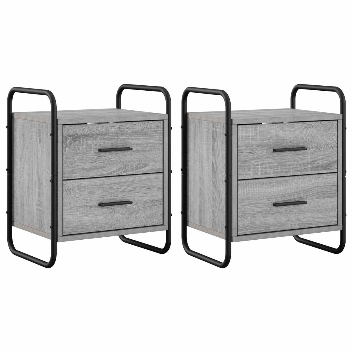 vidaXL Hanging Bedside Cabinet 2 pcs Grey Sonoma 40 x 30 x 50 cm
