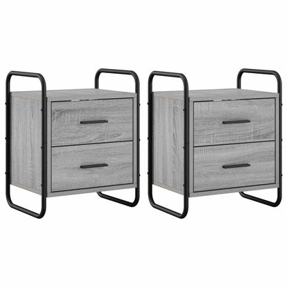 vidaXL Hanging Bedside Cabinet 2 pcs Grey Sonoma 40 x 30 x 50 cm