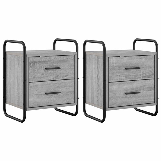 vidaXL Hanging Bedside Cabinet 2 pcs Grey Sonoma 40 x 30 x 50 cm