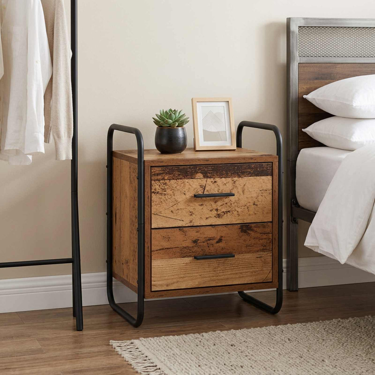 vidaXL Hanging Bedside Cabinet Old Wood 40 x 30 x 50 cm
