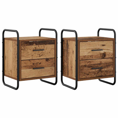 vidaXL Hanging Bedside Cabinet 2 pcs Old Wood 40 x 30 x 50 cm