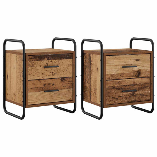 vidaXL Hanging Bedside Cabinet 2 pcs Old Wood 40 x 30 x 50 cm