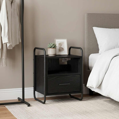 vidaXL Hanging Bedside Cabinet Black Oak 40 x 30 x 50 cm