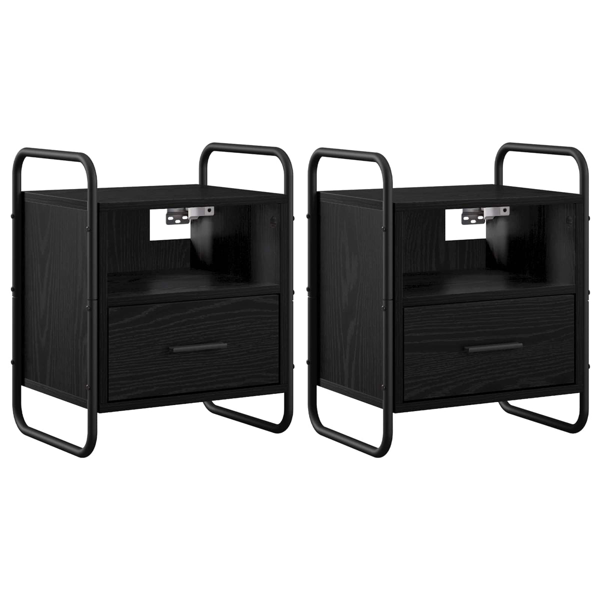 vidaXL Hanging Bedside Cabinet 2 pcs Black Oak 40 x 30 x 50 cm