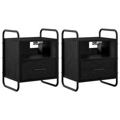 vidaXL Hanging Bedside Cabinet 2 pcs Black Oak 40 x 30 x 50 cm
