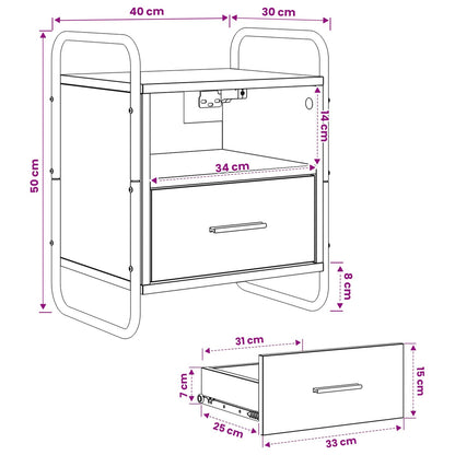 vidaXL Hanging Bedside Cabinet Sonoma Oak 40 x 30 x 50 cm