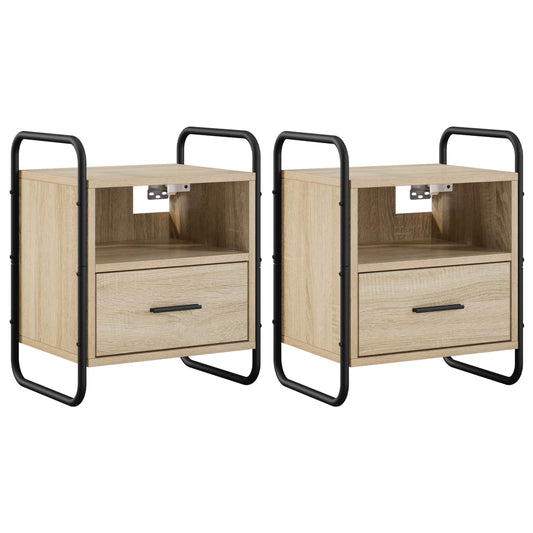 vidaXL Hanging Bedside Cabinet 2 pcs Sonoma Oak 40 x 30 x 50 cm