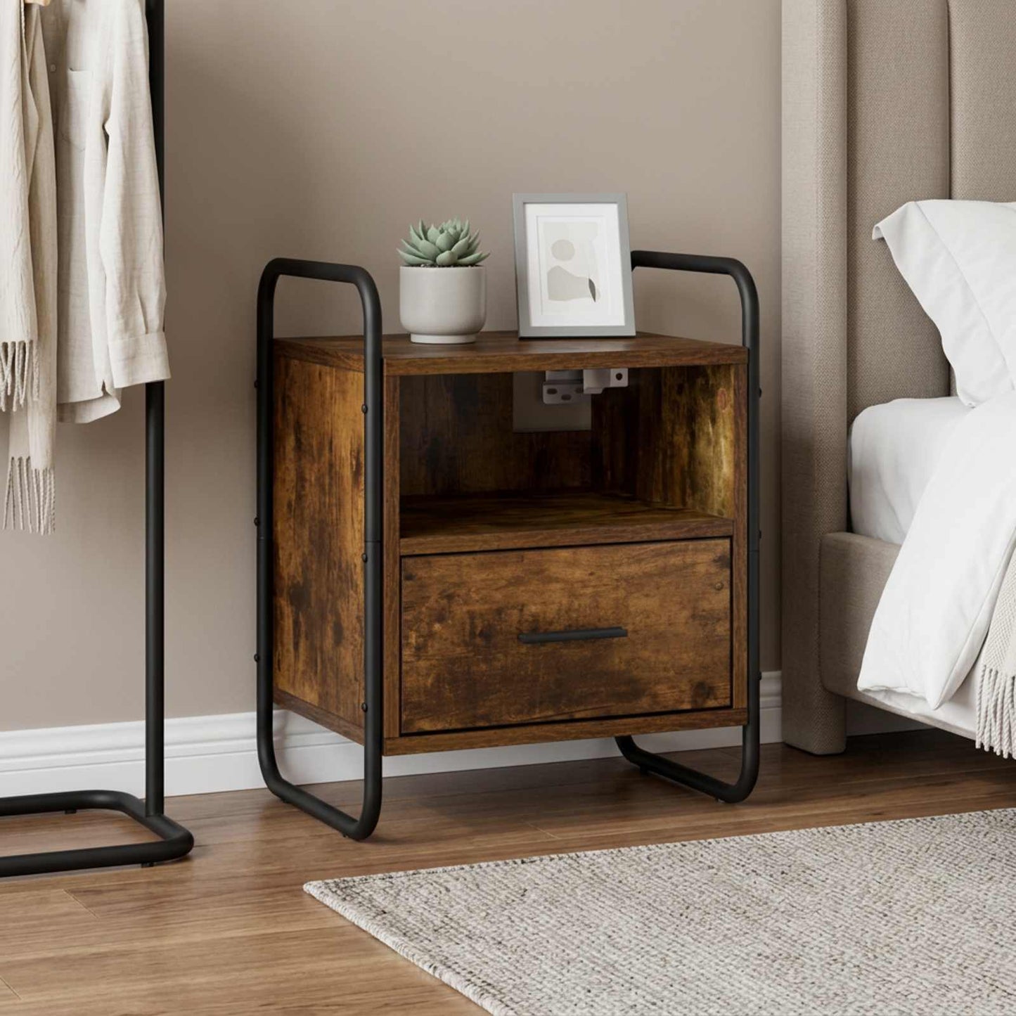 vidaXL Hanging Bedside Cabinet Smoked Oak 40 x 30 x 50 cm