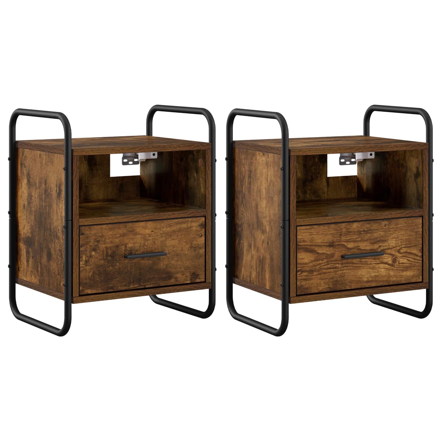 vidaXL Hanging Bedside Cabinet 2 pcs Smoked Oak 40 x 30 x 50 cm