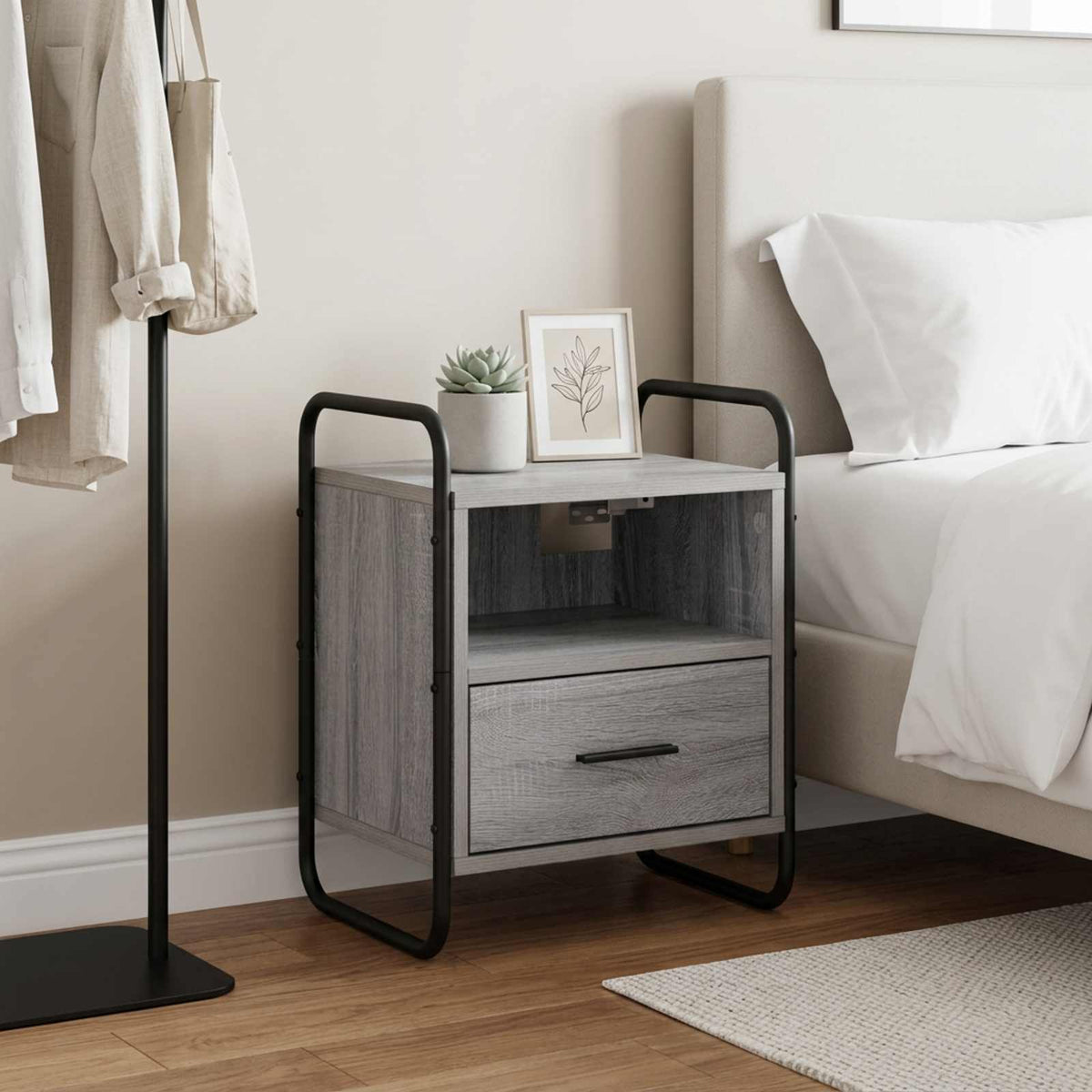 vidaXL Hanging Bedside Cabinet Grey Sonoma 40 x 30 x 50 cm