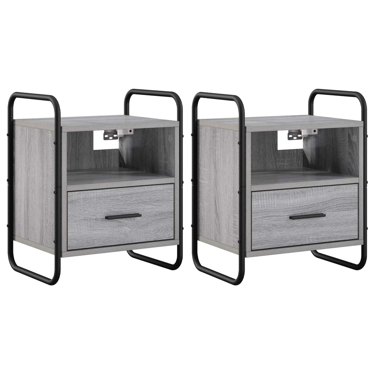 vidaXL Hanging Bedside Cabinet 2 pcs Grey Sonoma 40 x 30 x 50 cm