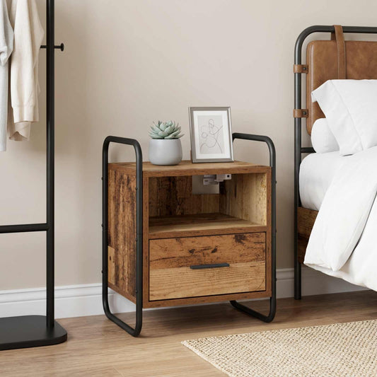 vidaXL Hanging Bedside Cabinet Old Wood 40 x 30 x 50 cm