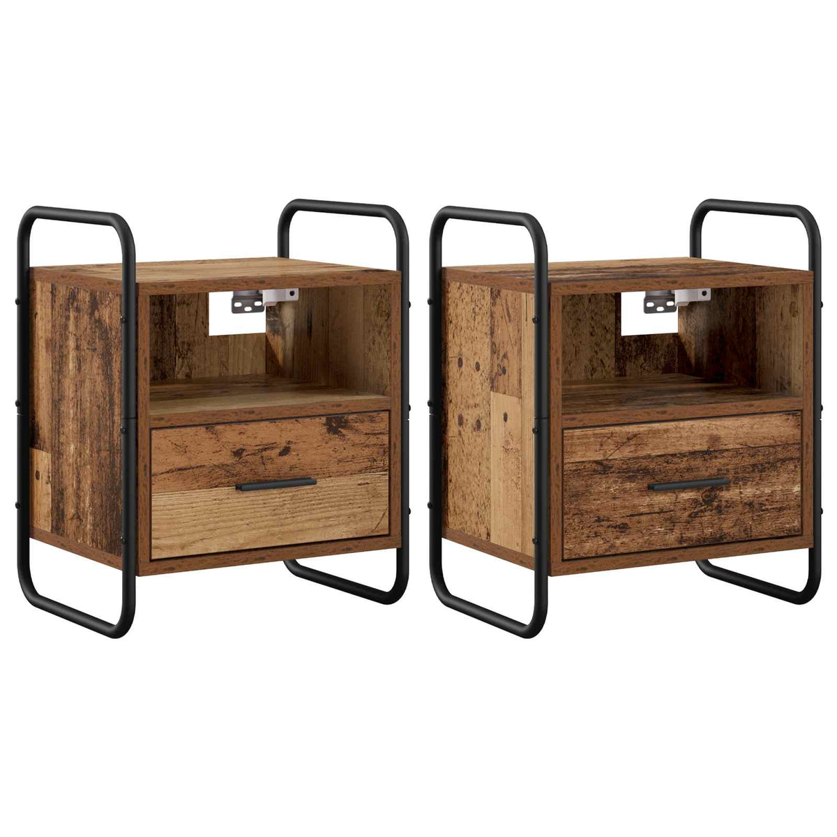 vidaXL Hanging Bedside Cabinet 2 pcs Old Wood 40 x 30 x 50 cm