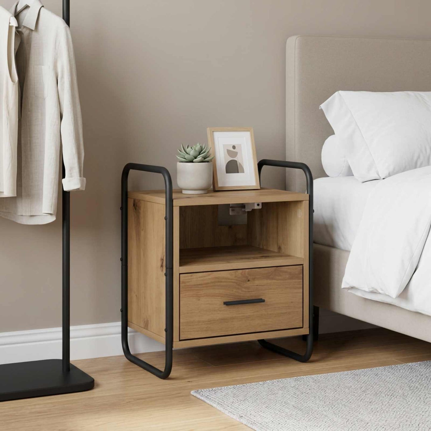 vidaXL Hanging Bedside Cabinet Artisan Oak 40 x 30 x 50 cm