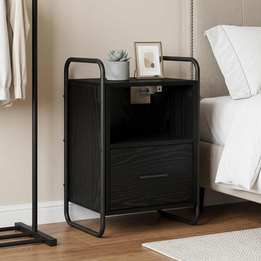 vidaXL Hanging Bedside Cabinet Black Oak 40 x 30 x 60 cm