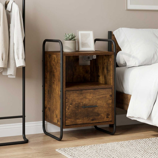 vidaXL Hanging Bedside Cabinet Smoked Oak 40 x 30 x 60 cm