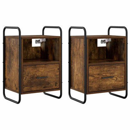 vidaXL Hanging Bedside Cabinet 2 pcs Smoked Oak 40 x 30 x 60 cm