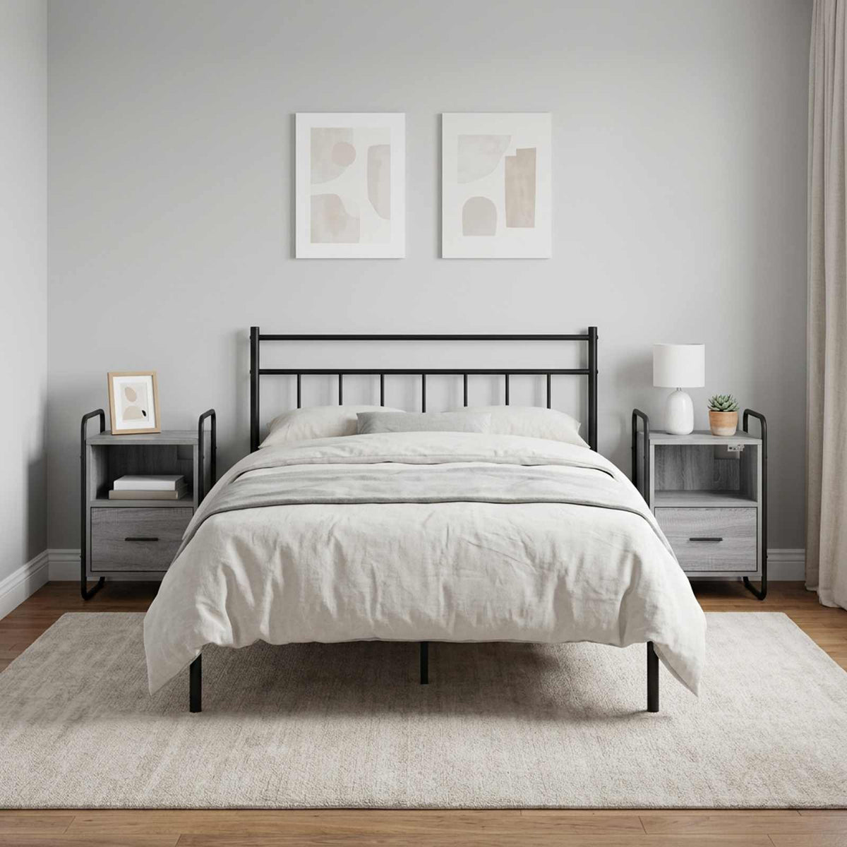 vidaXL Hanging Bedside Cabinet 2 pcs Grey Sonoma 40 x 30 x 60 cm