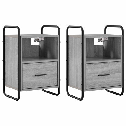 vidaXL Hanging Bedside Cabinet 2 pcs Grey Sonoma 40 x 30 x 60 cm