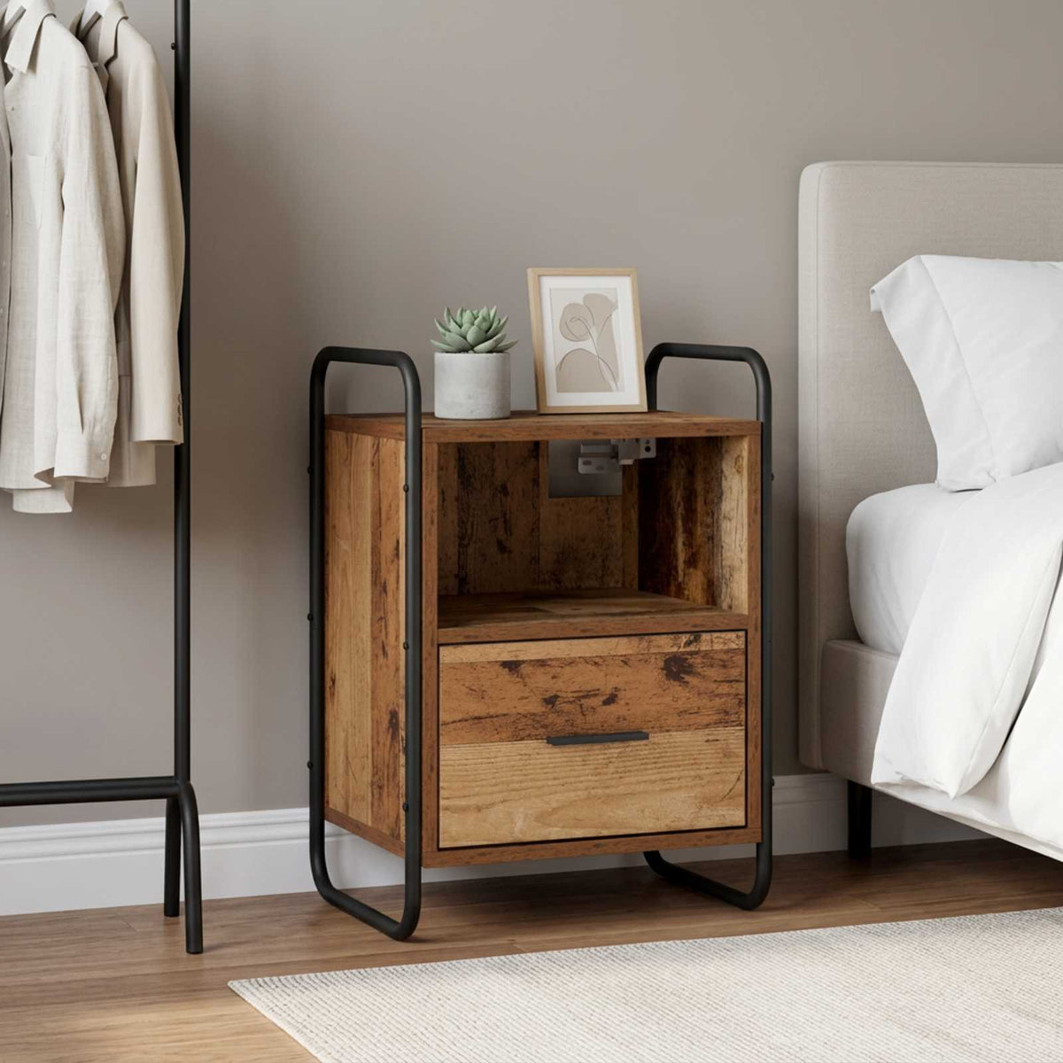 vidaXL Hanging Bedside Cabinet Old Wood 40 x 30 x 60 cm