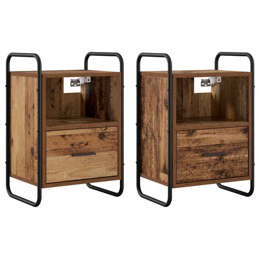 vidaXL Hanging Bedside Cabinet 2 pcs Old Wood 40 x 30 x 60 cm