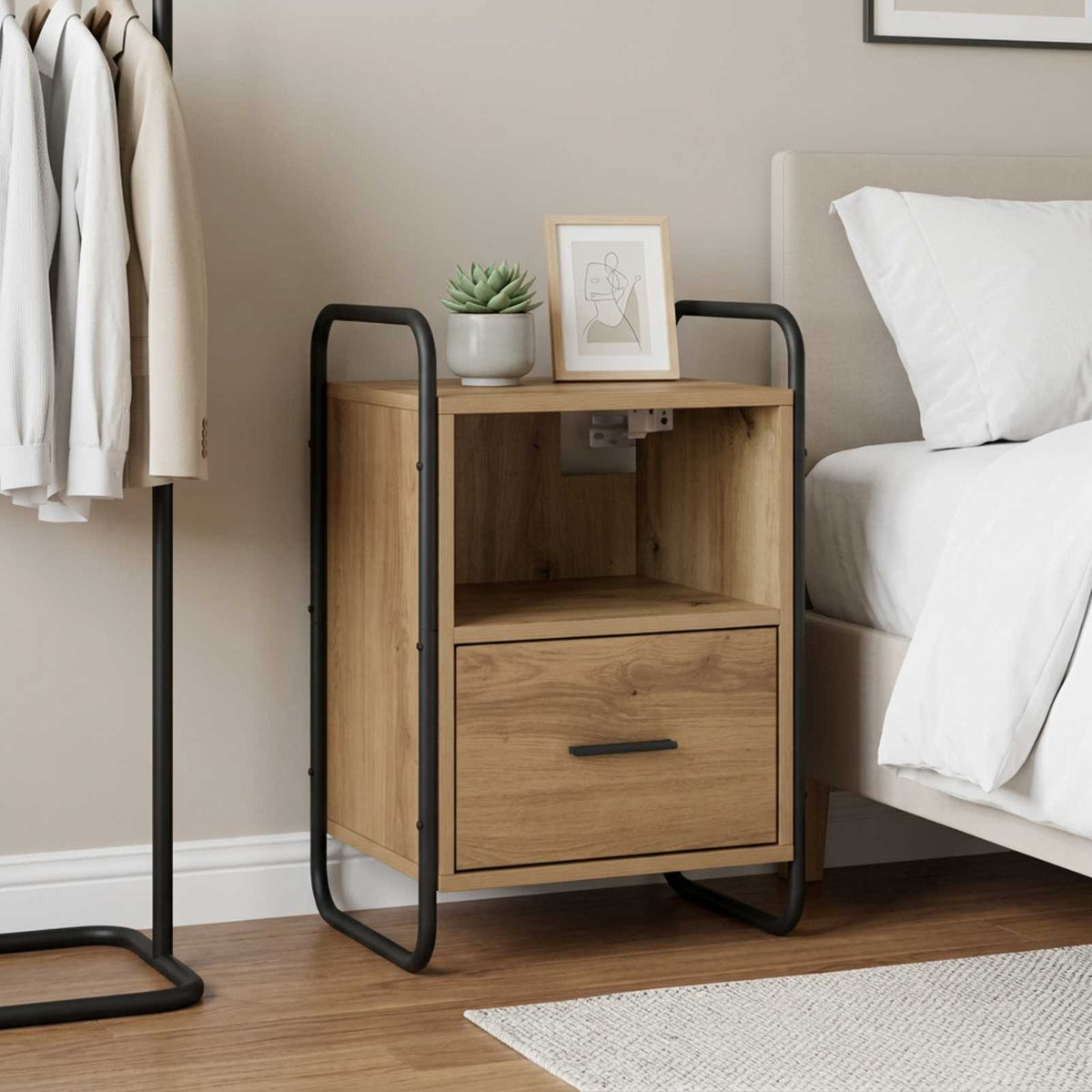 vidaXL Hanging Bedside Cabinet Artisan Oak 40 x 30 x 60 cm