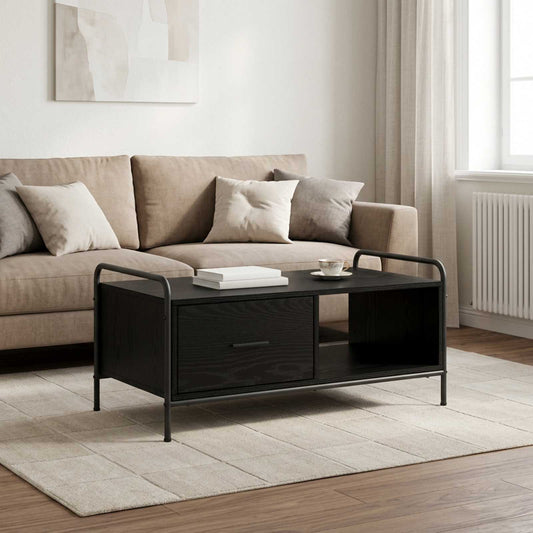 vidaXL Coffee Table Black Oak 90 x 49 x 41 cm Engineered Wood