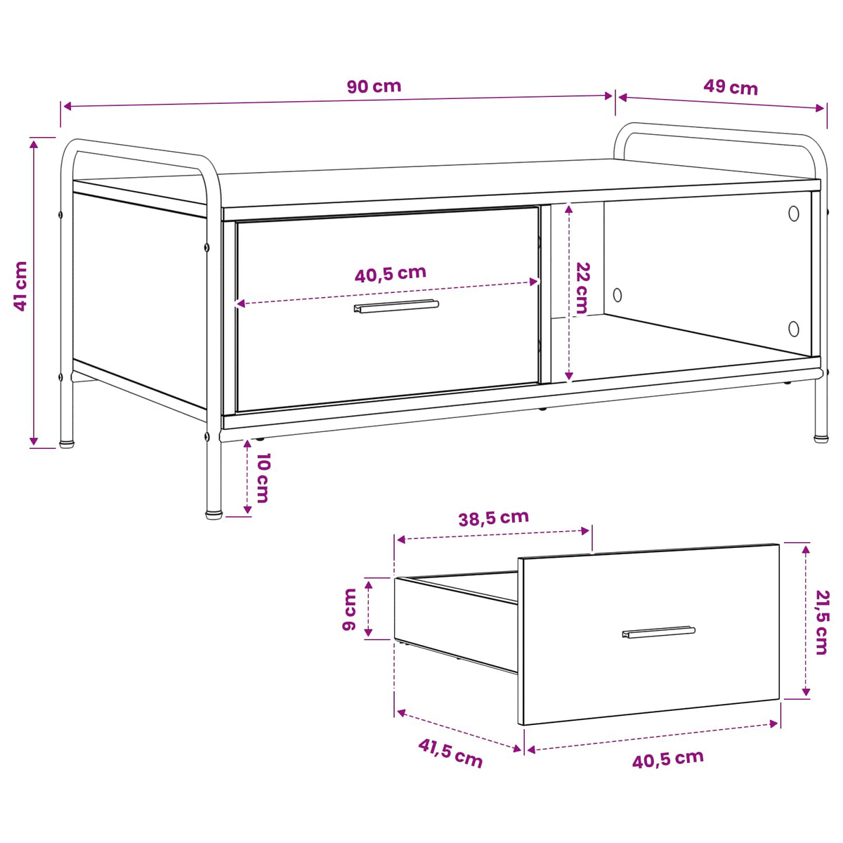 vidaXL Coffee Table Sonoma Oak 90 x 49 x 41 cm Engineered Wood