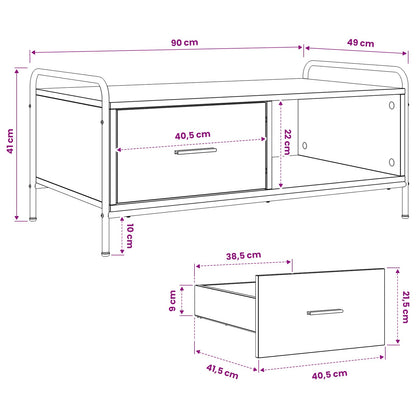 vidaXL Coffee Table Sonoma Oak 90 x 49 x 41 cm Engineered Wood