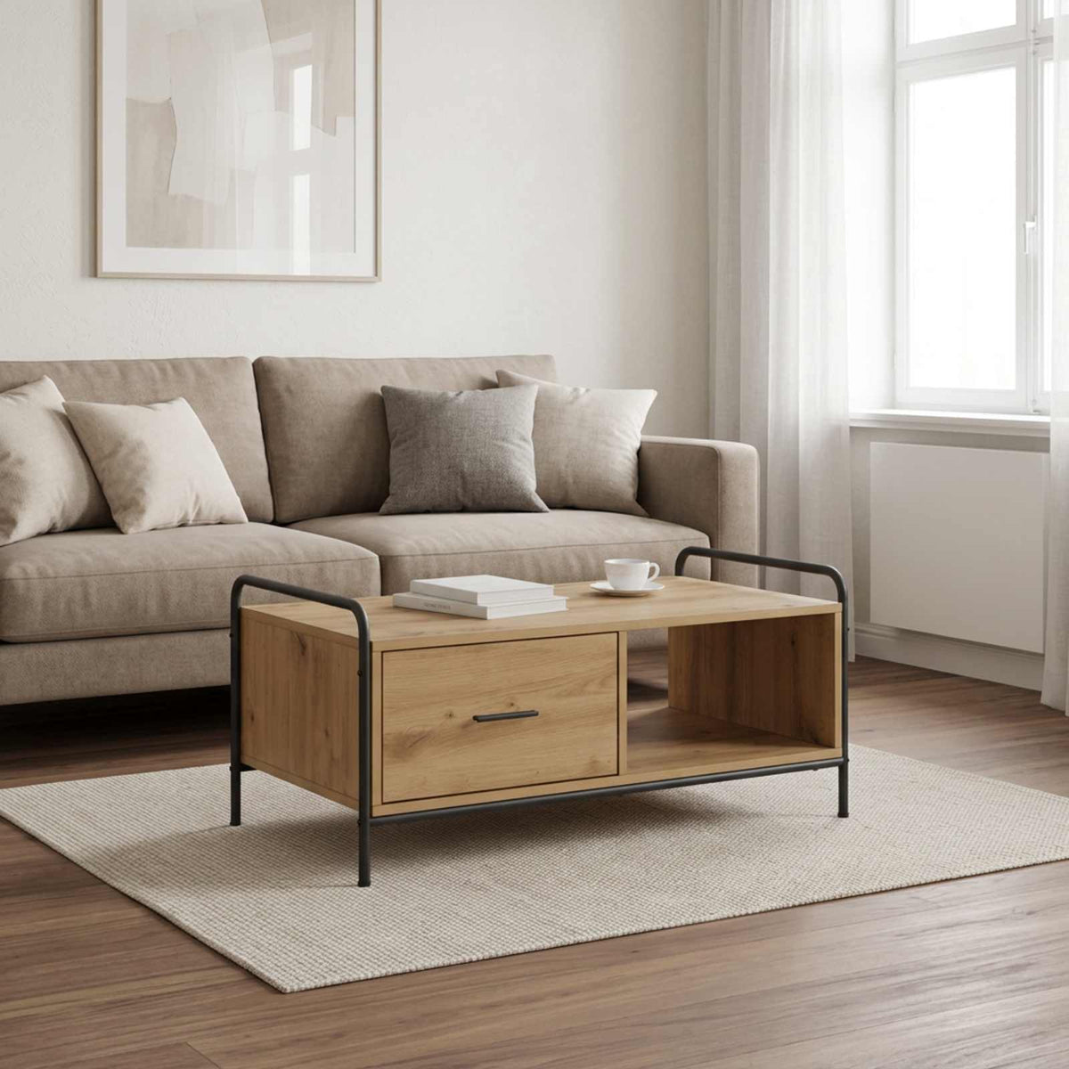 vidaXL Coffee Table Artisan Oak 90 x 49 x 41 cm Engineered Wood