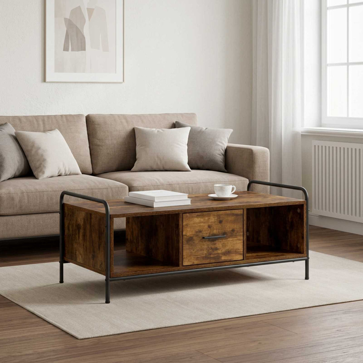 vidaXL Coffee Table Smoked Oak 99.5 x 49 x 41 cm Engineered Wood