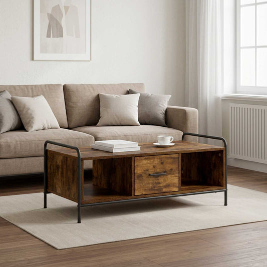 vidaXL Coffee Table Smoked Oak 99.5 x 49 x 41 cm Engineered Wood