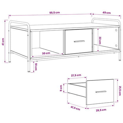 vidaXL Coffee Table Smoked Oak 99.5 x 49 x 41 cm Engineered Wood