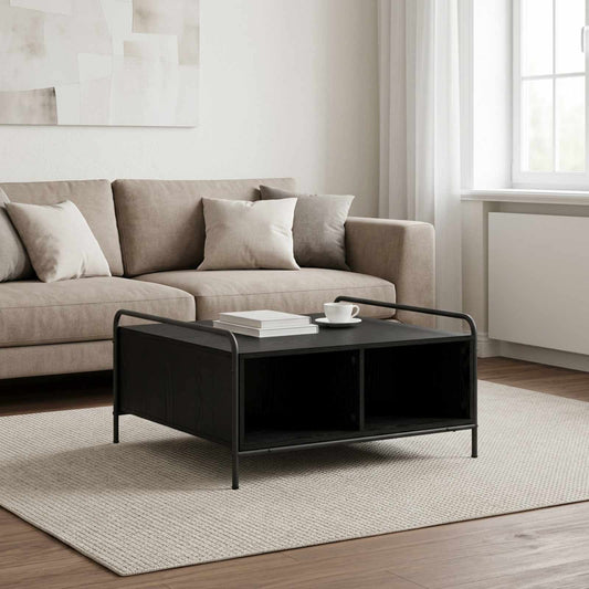 vidaXL Coffee Table Black Oak 80 x 80 x 41 cm Engineered Wood
