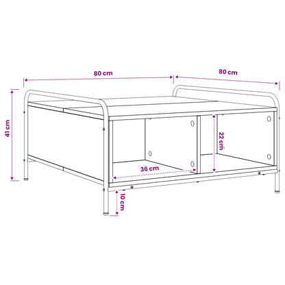 vidaXL Coffee Table Black Oak 80 x 80 x 41 cm Engineered Wood