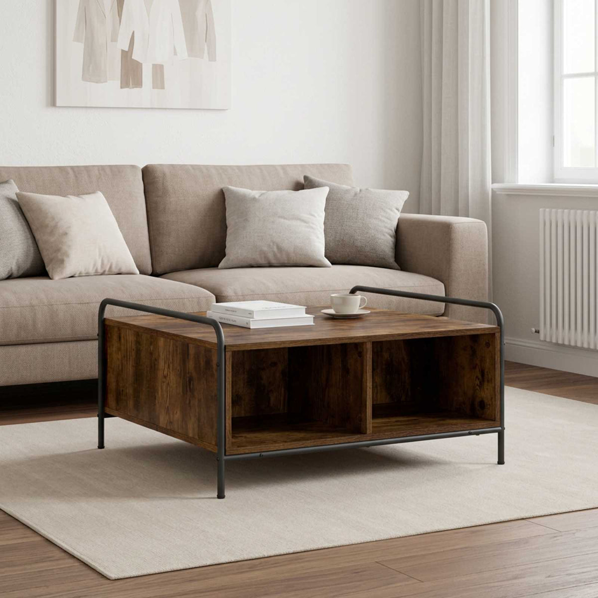 vidaXL Coffee Table Smoked Oak 80 x 80 x 41 cm Engineered Wood