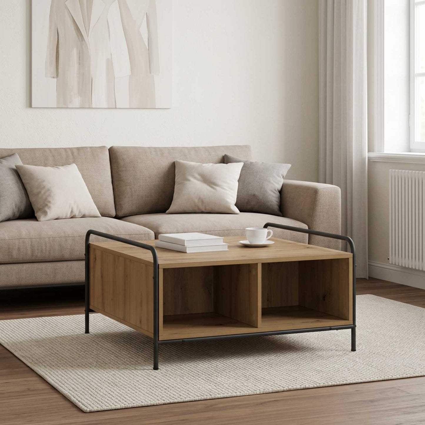 vidaXL Coffee Table Artisan Oak 80 x 80 x 41 cm Engineered Wood