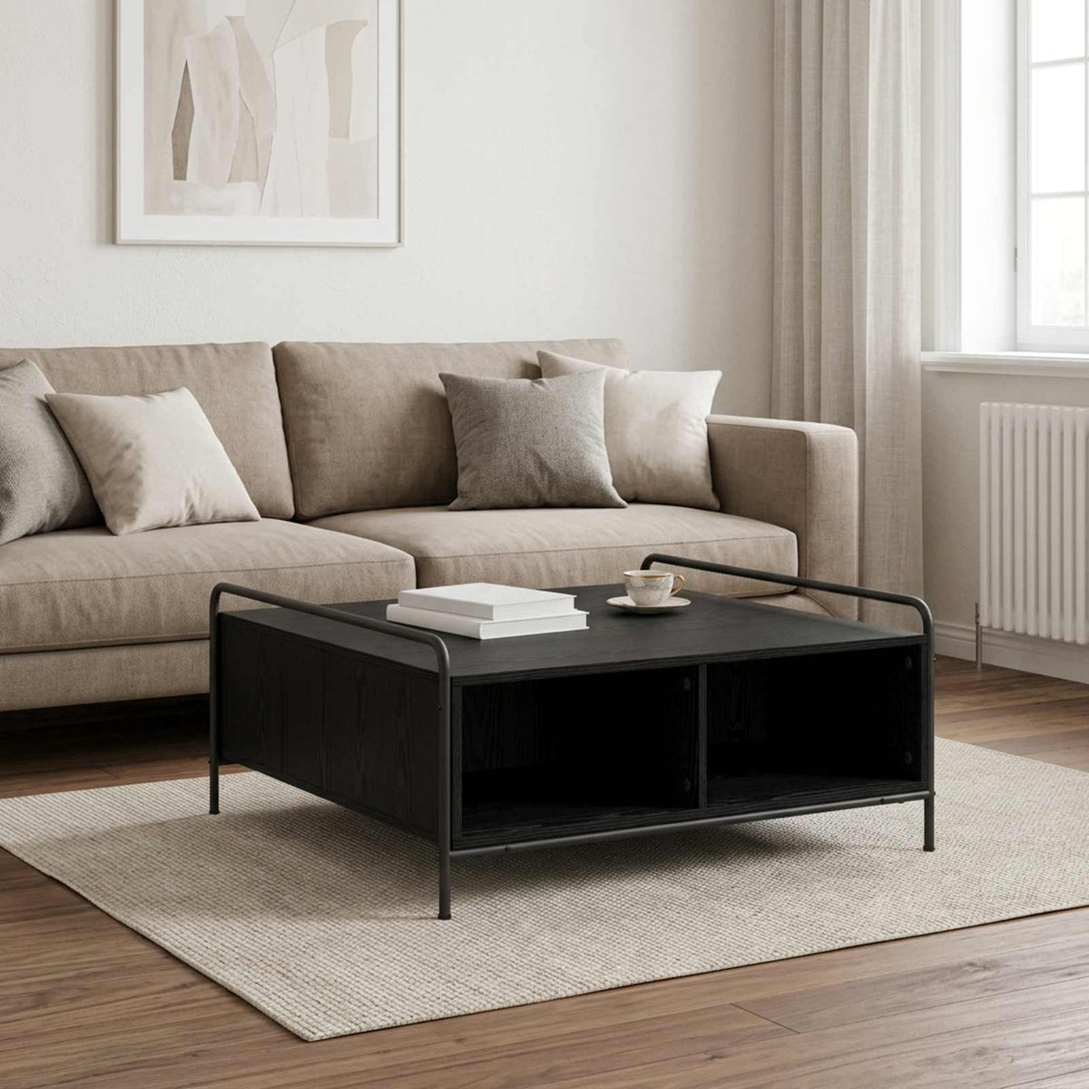 vidaXL Coffee Table Black Oak 90 x 90 x 41 cm Engineered Wood