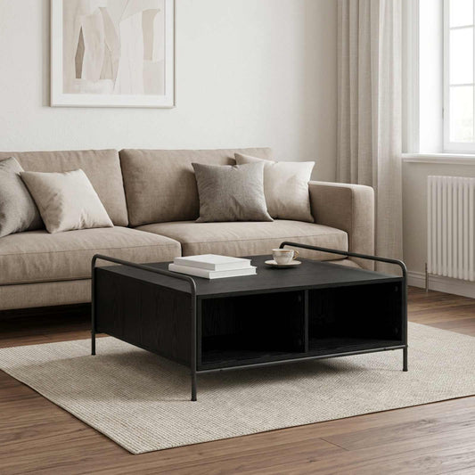 vidaXL Coffee Table Black Oak 90 x 90 x 41 cm Engineered Wood