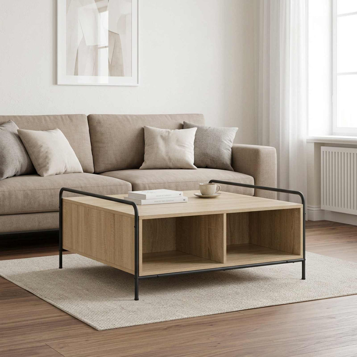 vidaXL Coffee Table Sonoma Oak 90 x 90 x 41 cm Engineered Wood